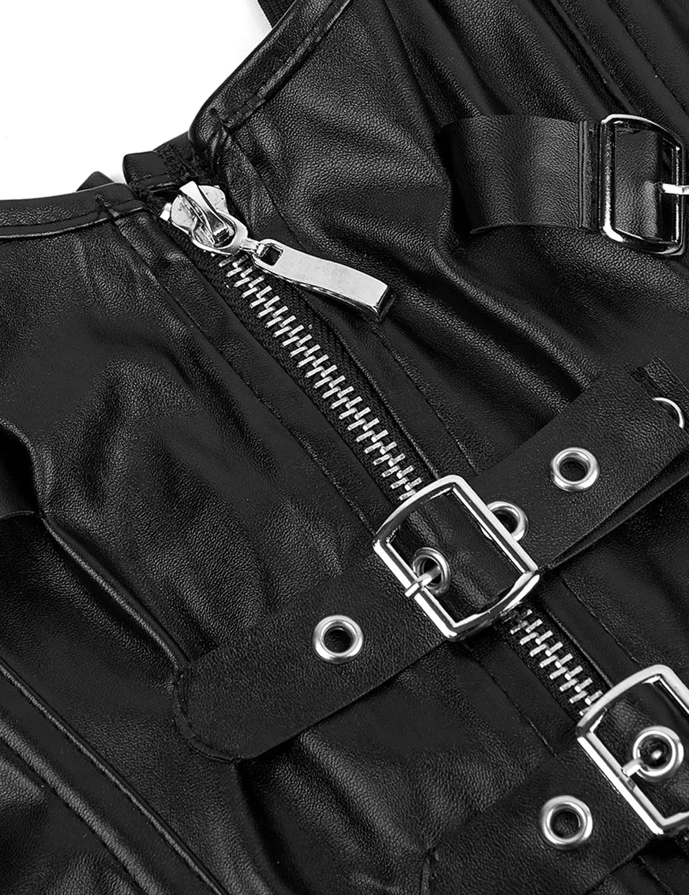 12 Pieces Plastic Bone Black Sexy Faux Leather Palace Style Corset