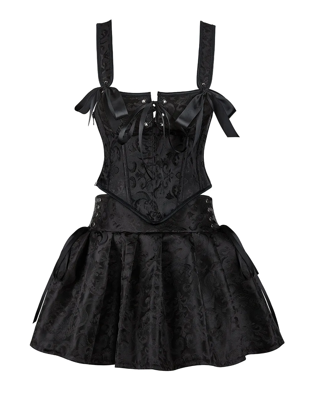 12 Pieces Plastic Bones Black Sexy Jacquard Braces Corset Egypt With Skirt