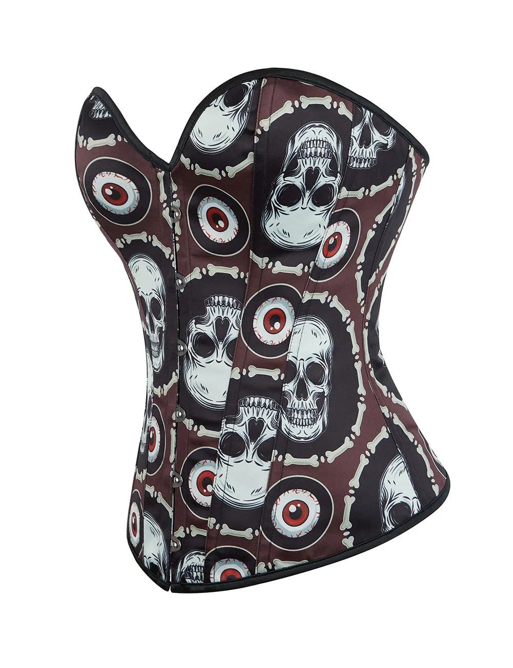 12 Pieces Plastic Bones Black Sexy Skull Print Lace Up Halloween Corset