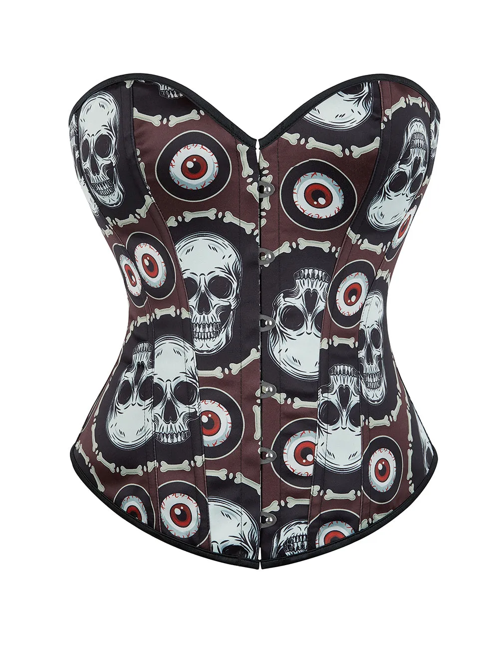 12 Pieces Plastic Bones Black Sexy Skull Print Lace Up Halloween Corset
