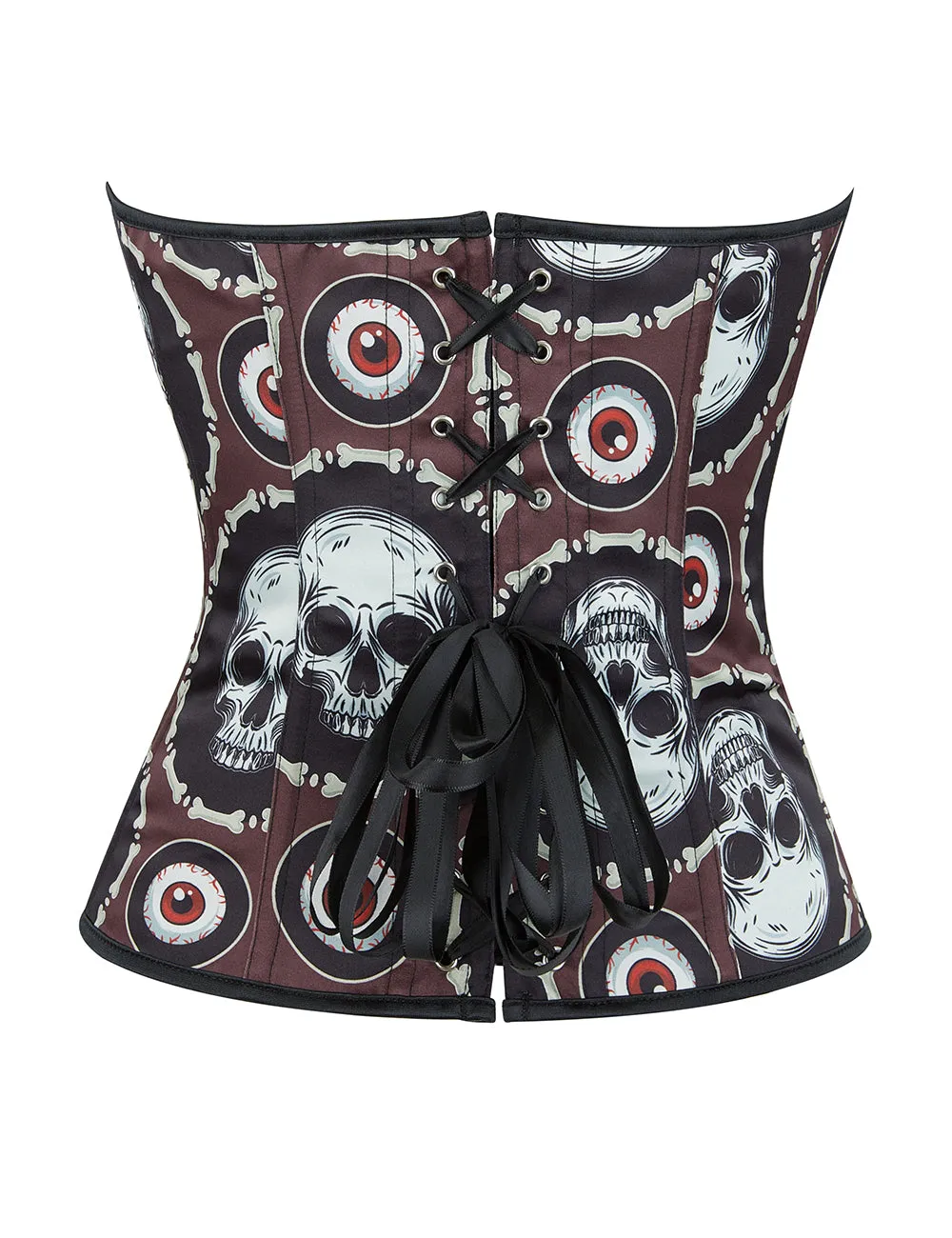 12 Pieces Plastic Bones Black Sexy Skull Print Lace Up Halloween Corset