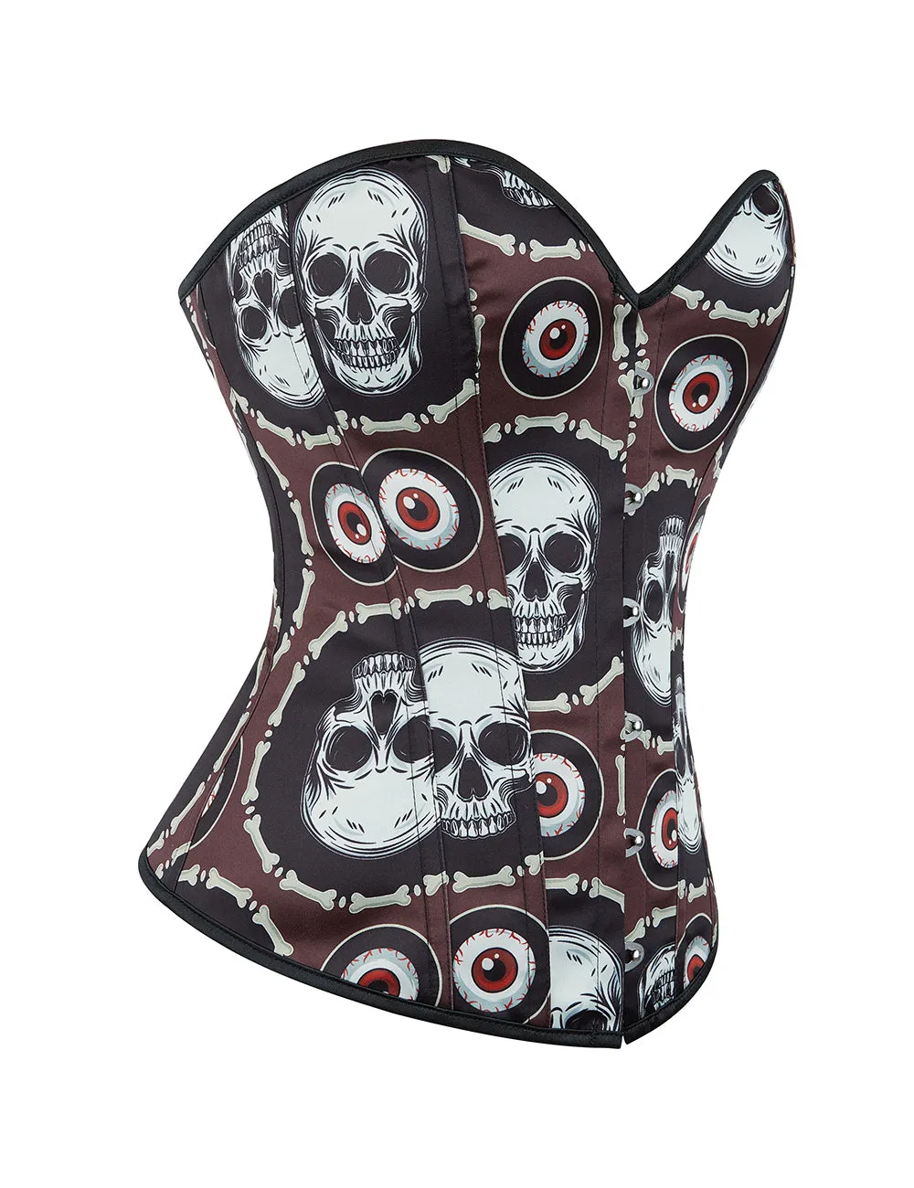 12 Pieces Plastic Bones Black Sexy Skull Print Lace Up Halloween Corset