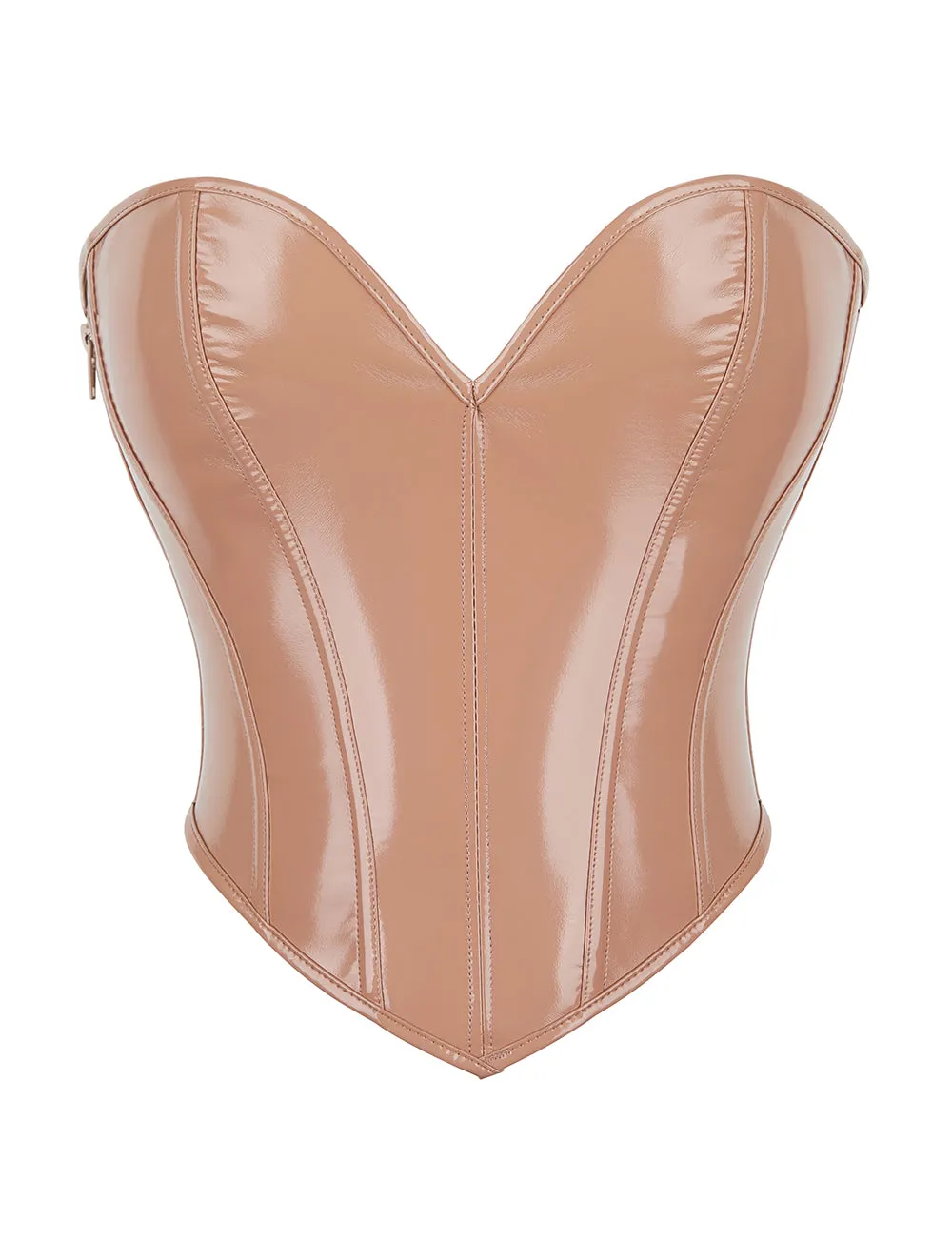 12 Pieces Plastic Bones Nude Sexy PU Leather Strapless Zippered Corset
