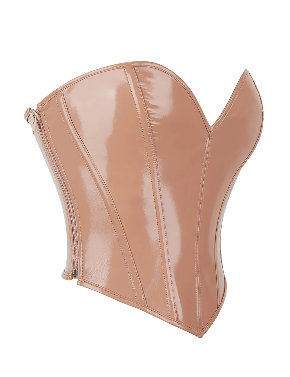 12 Pieces Plastic Bones Nude Sexy PU Leather Strapless Zippered Corset