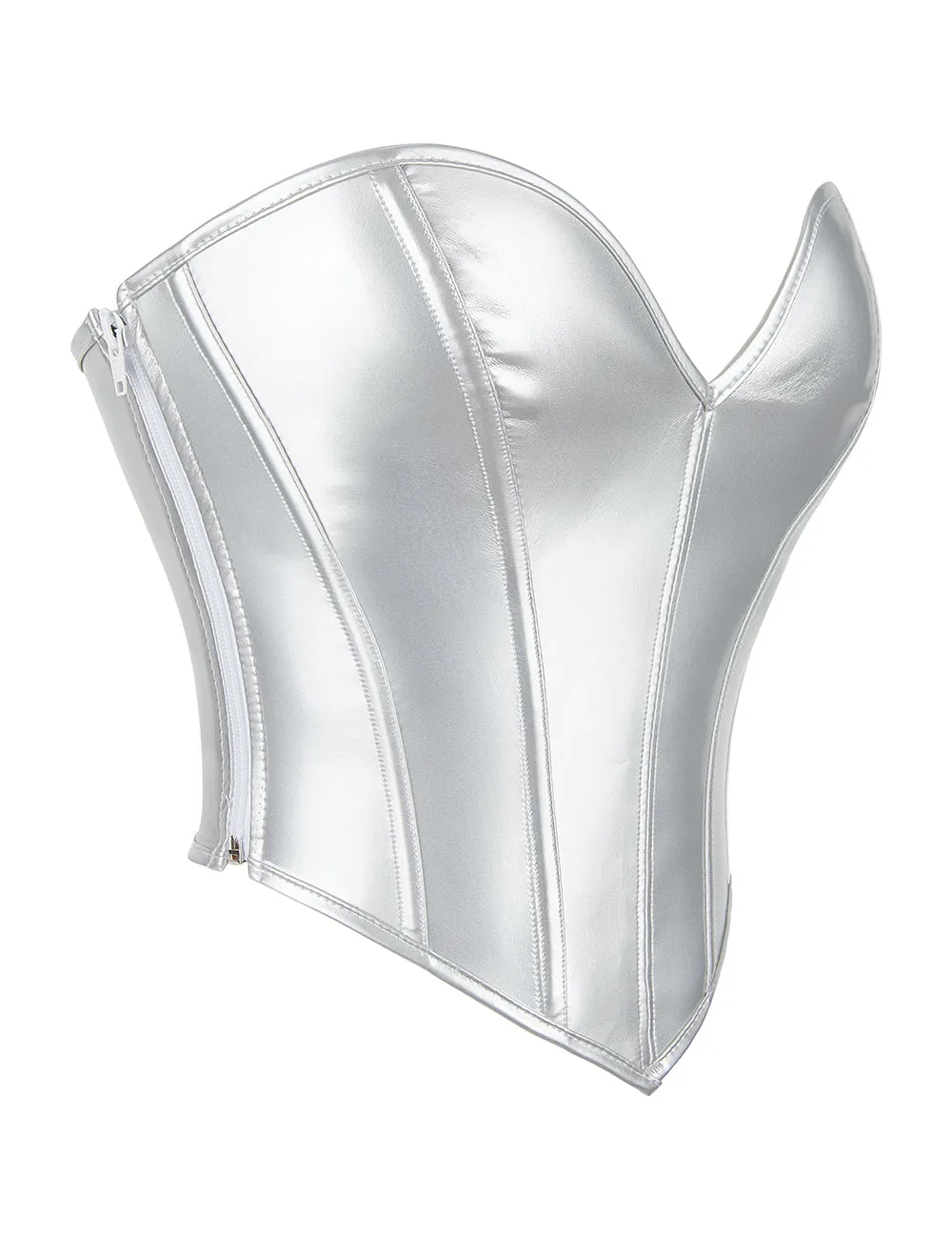 12 Pieces Plastic Bones Silver Imitation Leather Zipper Lace Up Corset