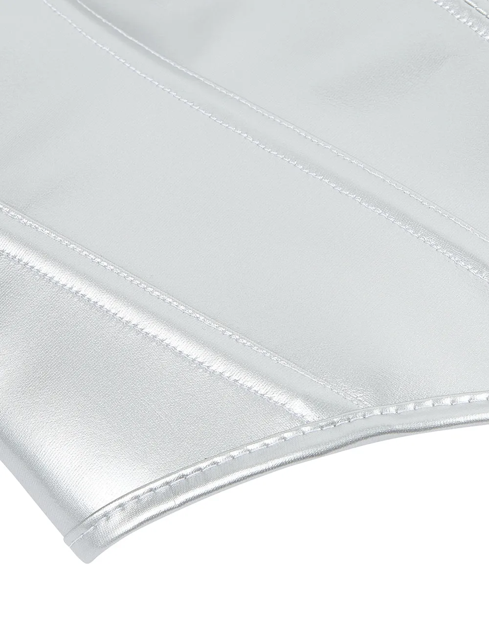 12 Pieces Plastic Bones Silver Imitation Leather Zipper Lace Up Corset