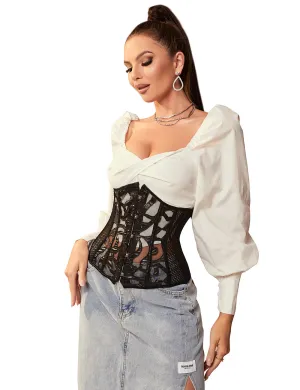 14 Pieces Plastic Bones Grid Corsets With Panties
