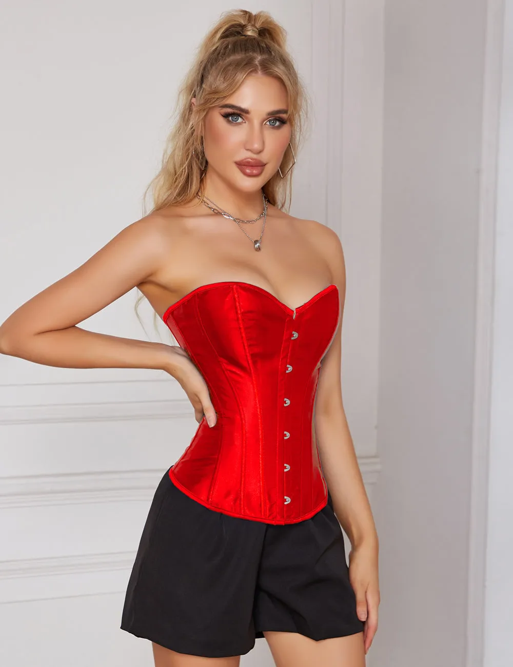 14 Pieces Plastic Bones Sexy Satin Tube Top Palace Style Corset