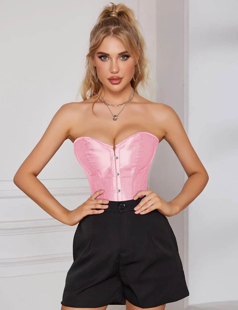 14 Pieces Plastic Bones Sexy Satin Tube Top Palace Style Corset