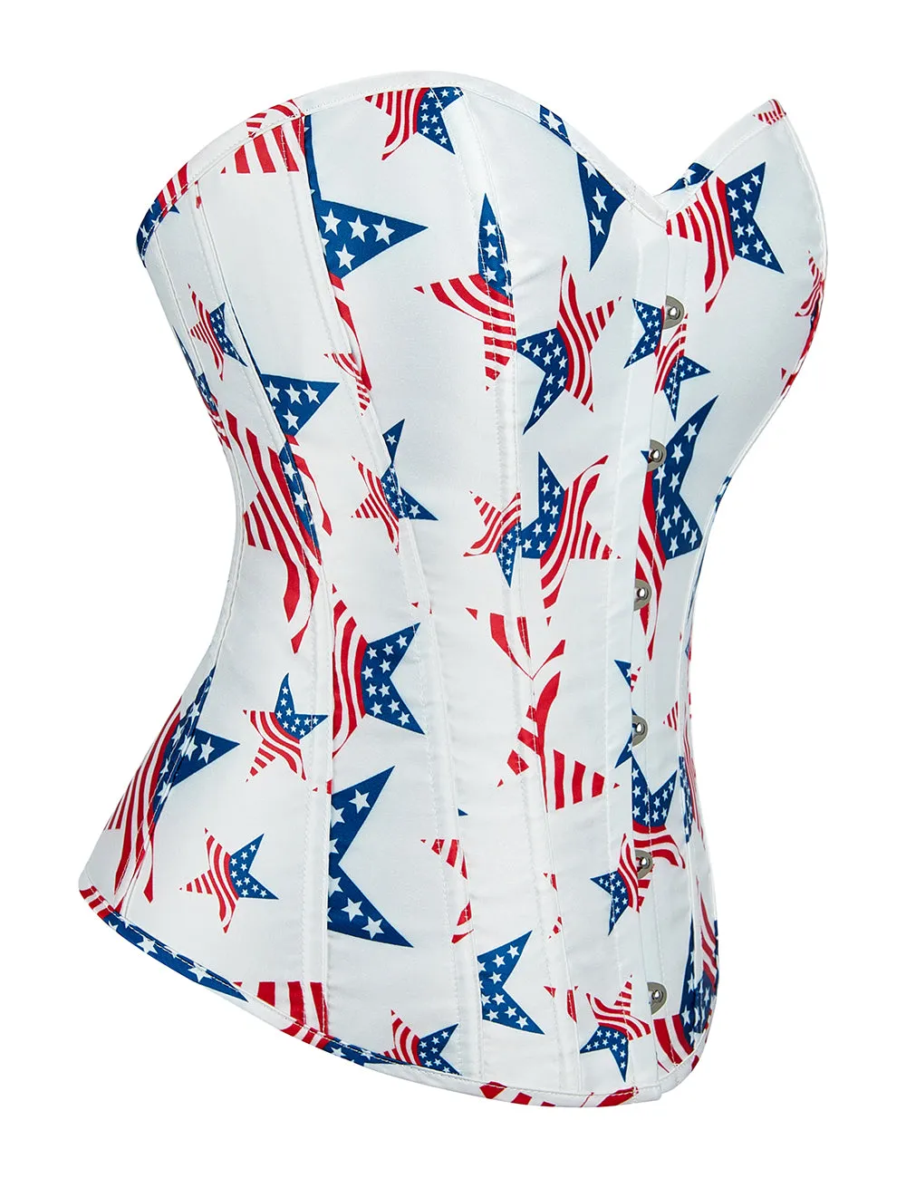 14 Pieces Plastic Bones White Sexy Star Flag Lace-up Palace Style Corset