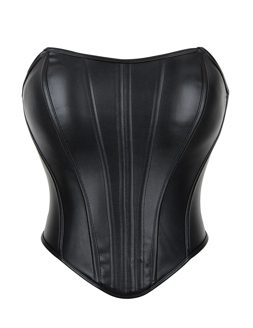 15 Pieces Plastic Bones Black sexy PU leather strapless zippered corset