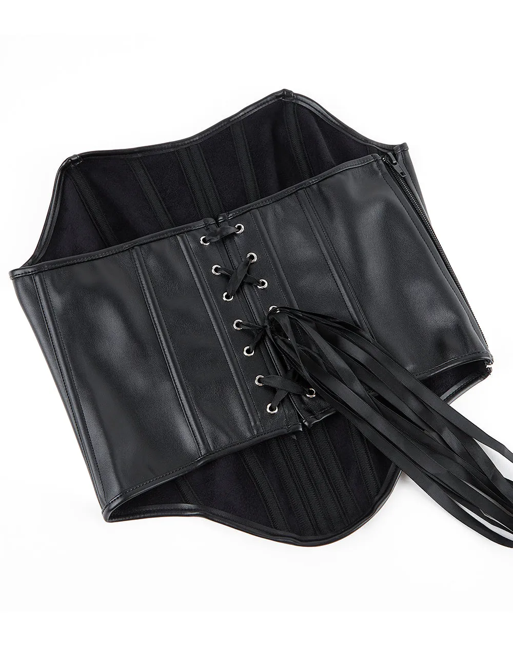 15 Pieces Plastic Bones Black sexy PU leather strapless zippered corset