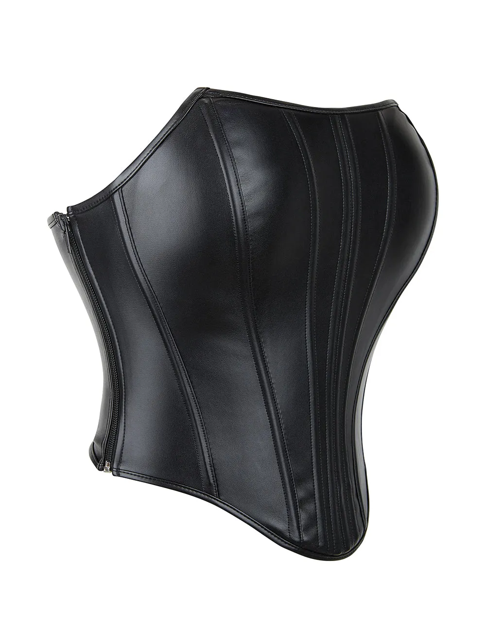 15 Pieces Plastic Bones Black sexy PU leather strapless zippered corset