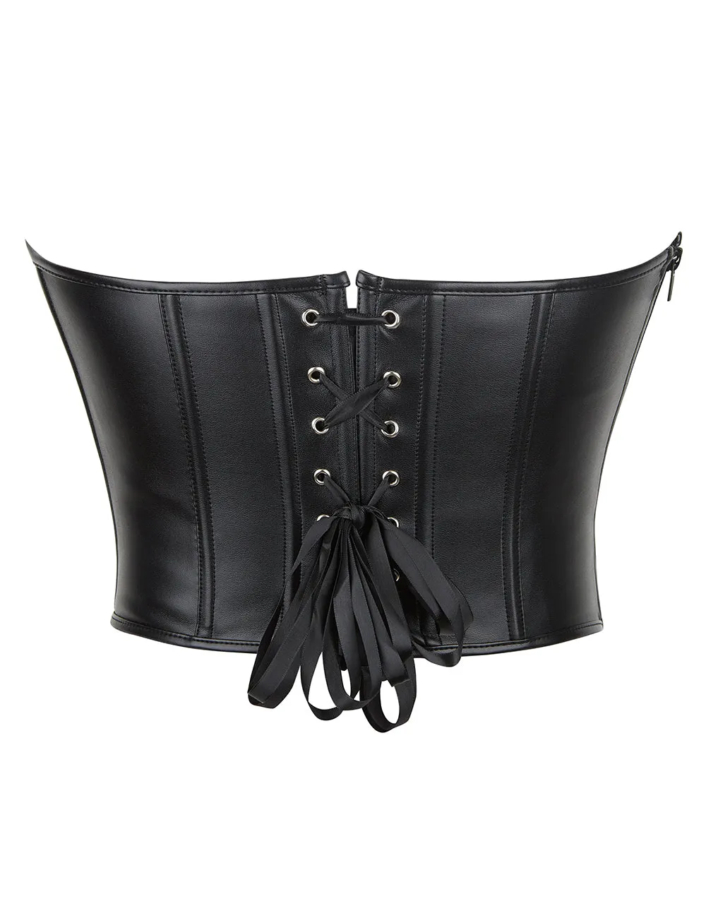 15 Pieces Plastic Bones Black sexy PU leather strapless zippered corset