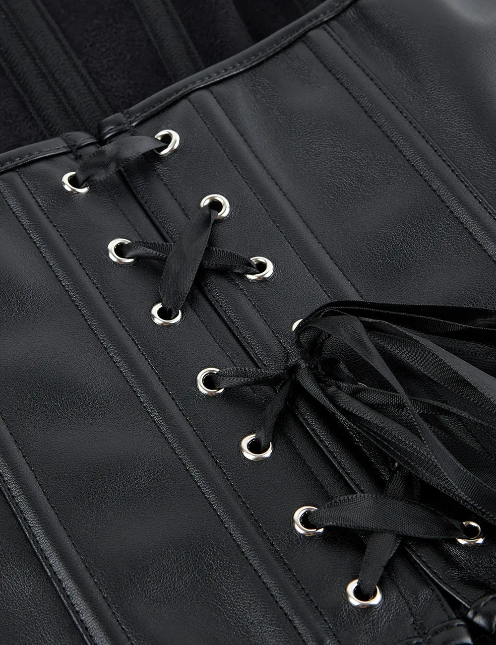 15 Pieces Plastic Bones Black sexy PU leather strapless zippered corset