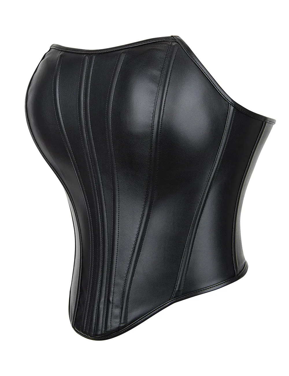 15 Pieces Plastic Bones Black sexy PU leather strapless zippered corset
