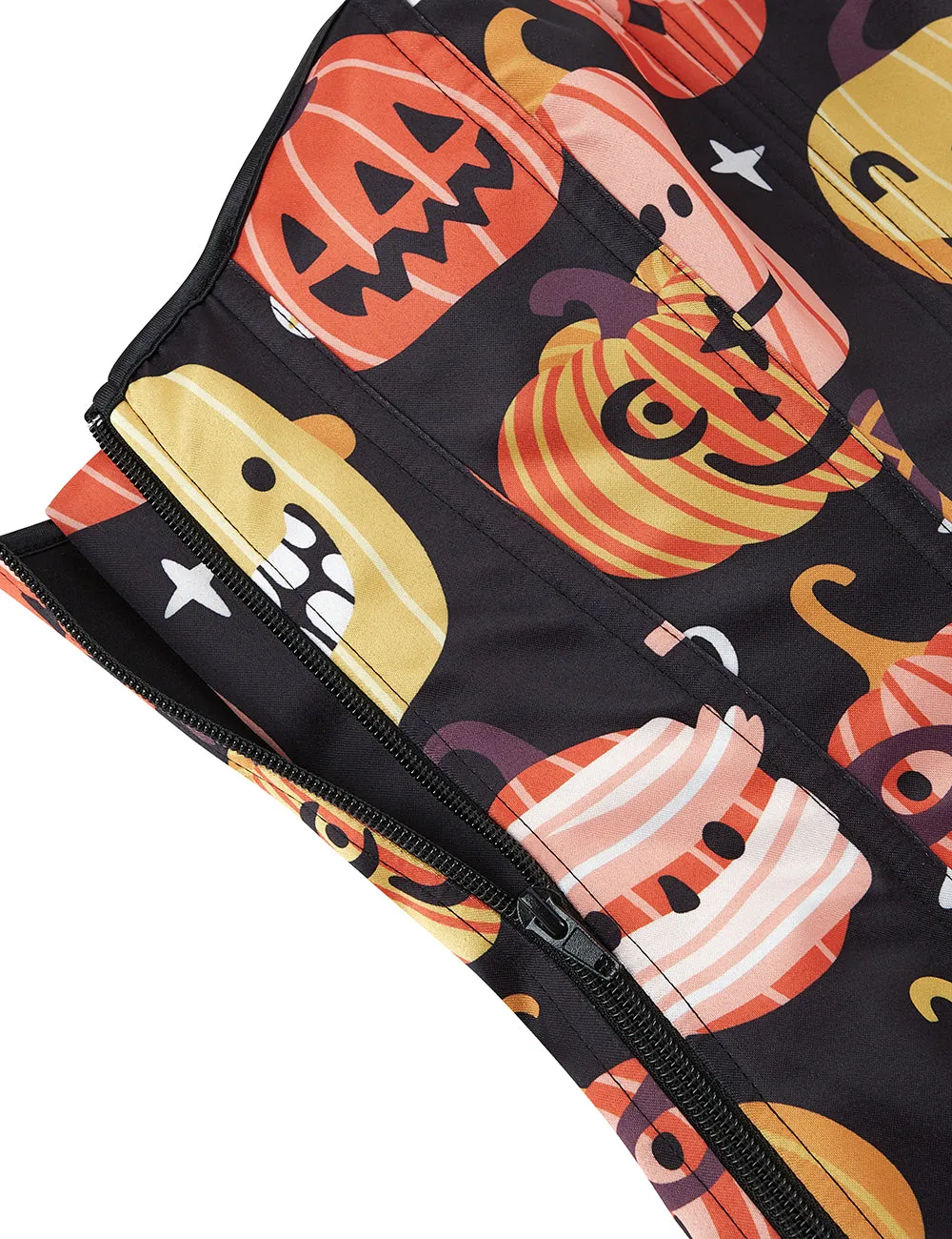 15 Pieces Plastic Bones Black Sexy Pumpkin Print Zipper Lace Up Halloween Corset