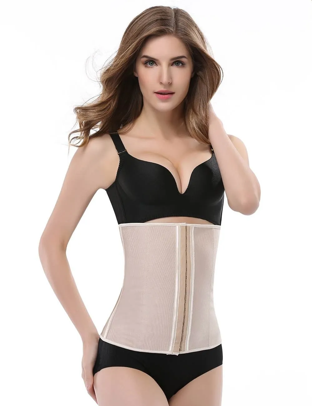 4 Steel Bones Hook and Eye Black Latex Corset