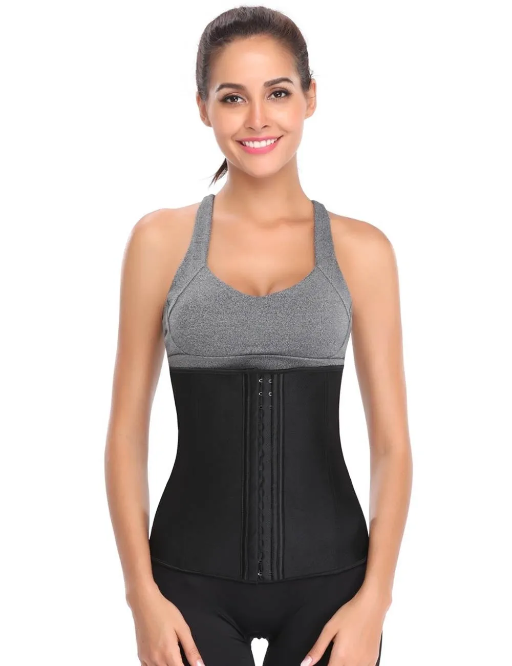 4 Steel Bones Hook and Eye Black Latex Corset
