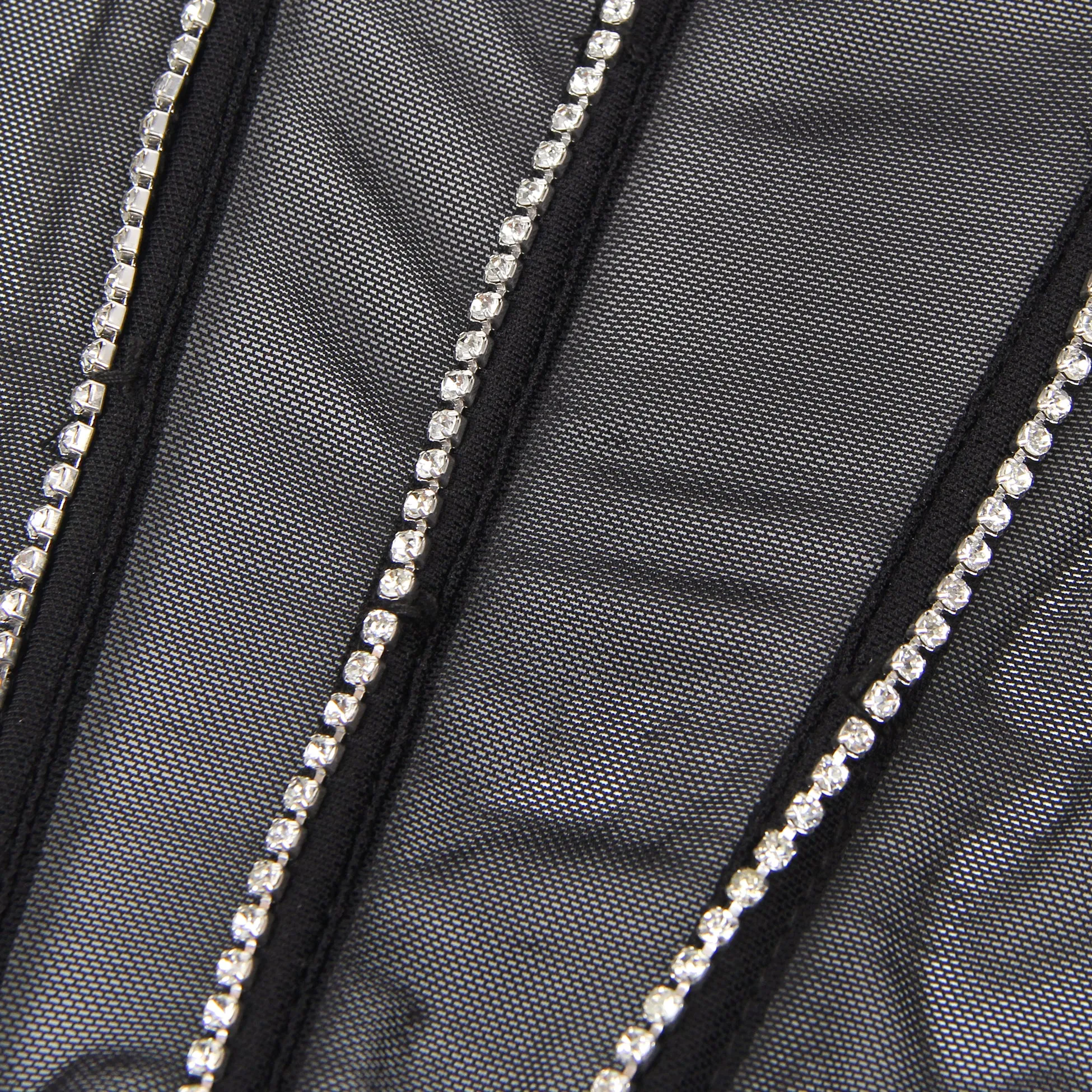 5 Bones Egypt Mesh Sexy Bra Set Stitching Diamond Chain