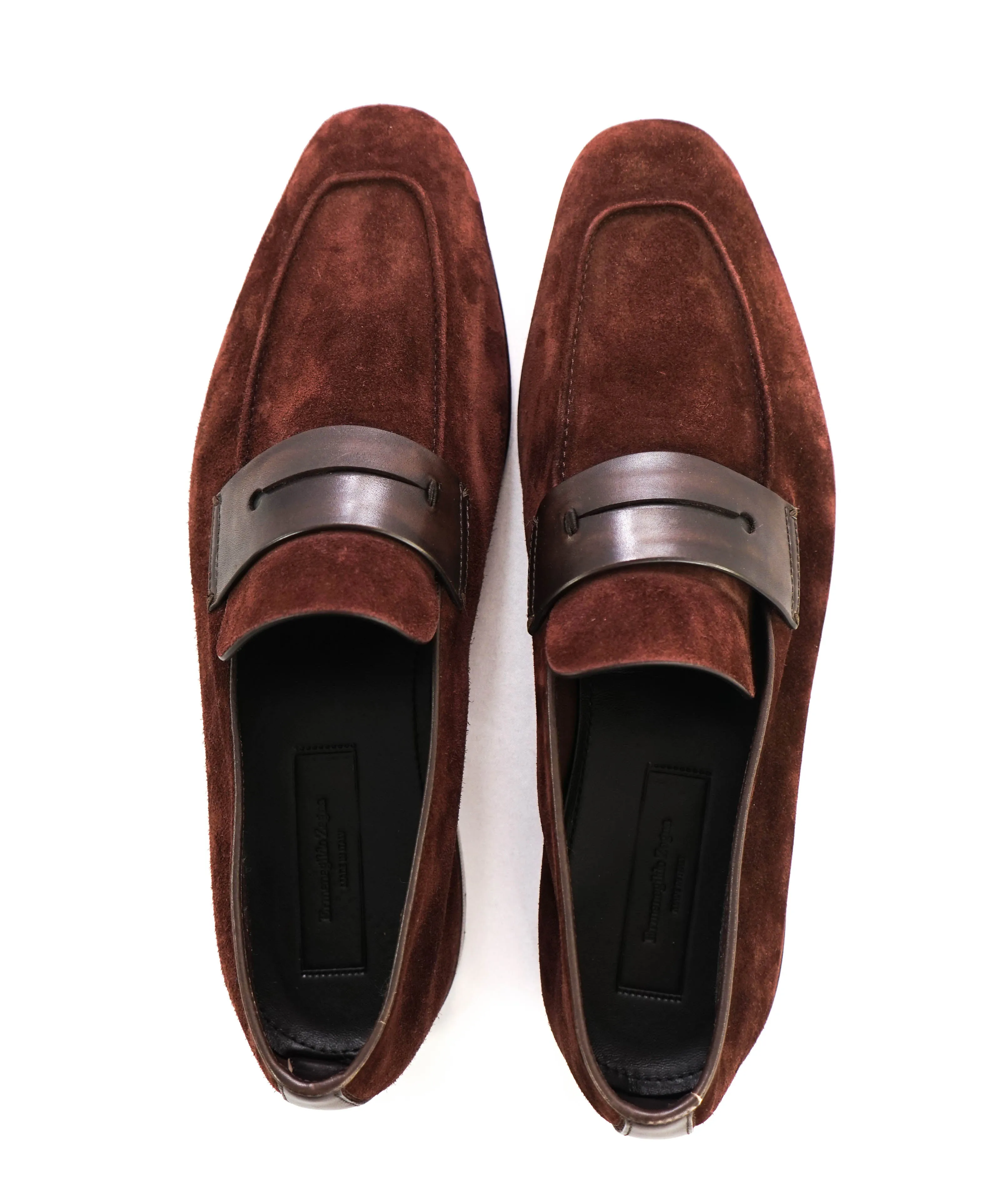 $960 ERMENEGILDO ZEGNA - Brown/Burgundy Penny Loafers - 11 US