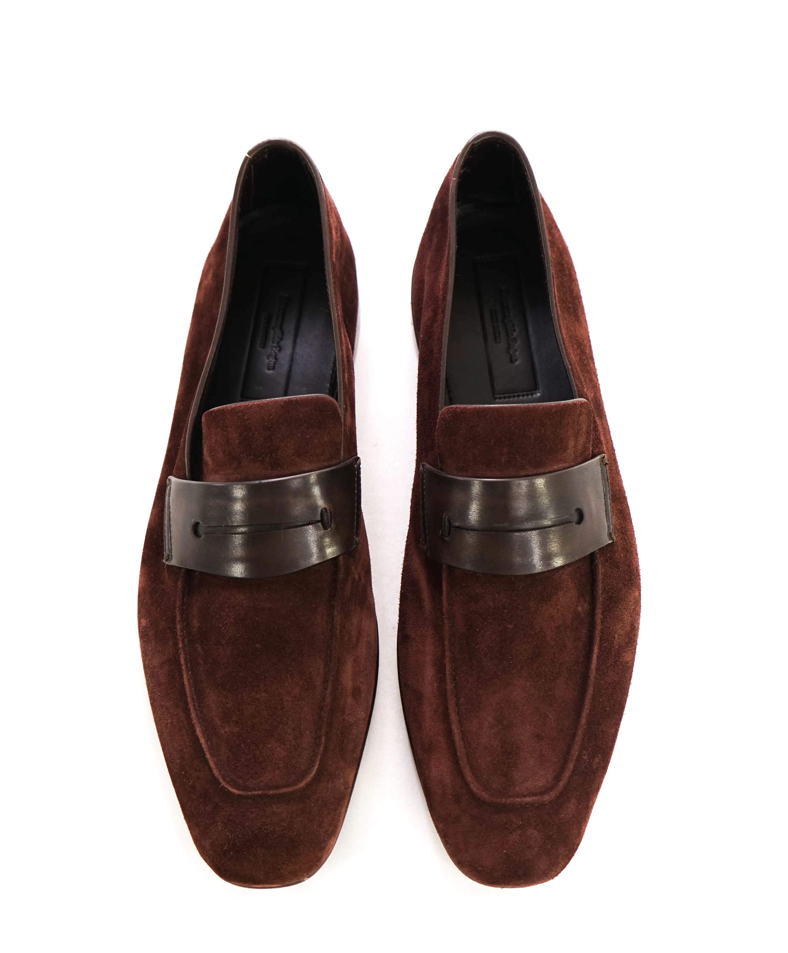 $960 ERMENEGILDO ZEGNA - Brown/Burgundy Penny Loafers - 11 US