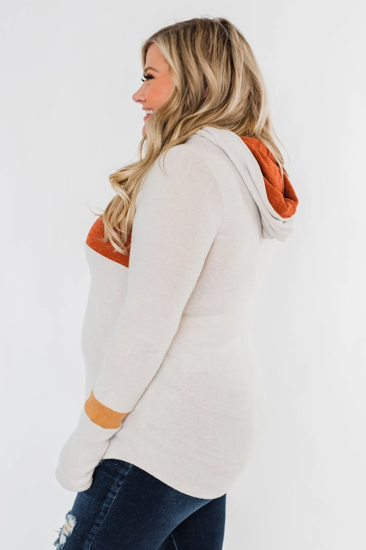 A Great Time Striped Hoodie- Oatmeal, Orange, & Rust
