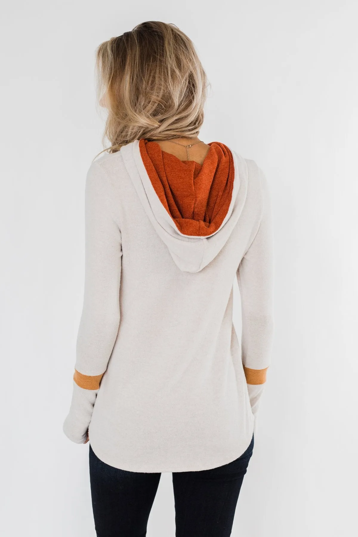 A Great Time Striped Hoodie- Oatmeal, Orange, & Rust