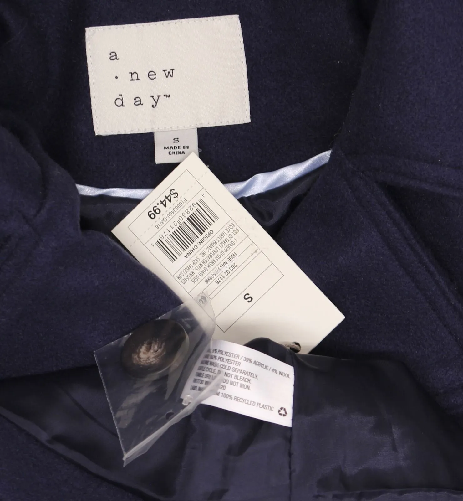 A New Day Women's 6 Button Double Pleat Pea Coat Peacoat