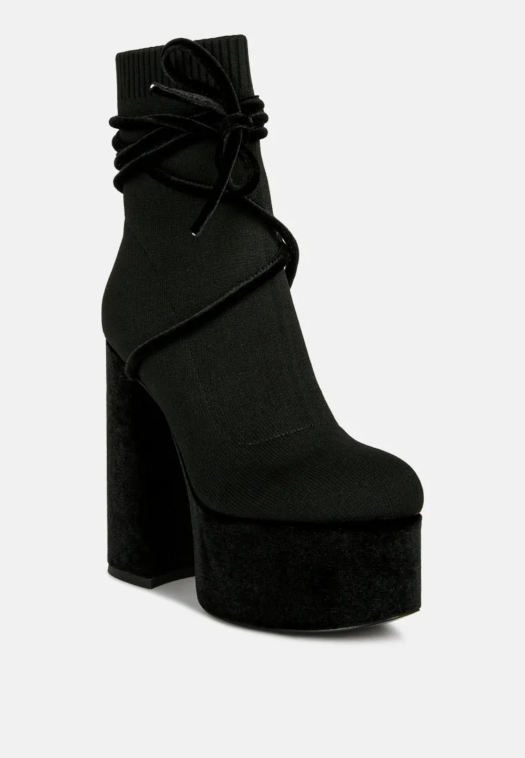 After Pay High Heel Velvet Knitted Boot By Ruw