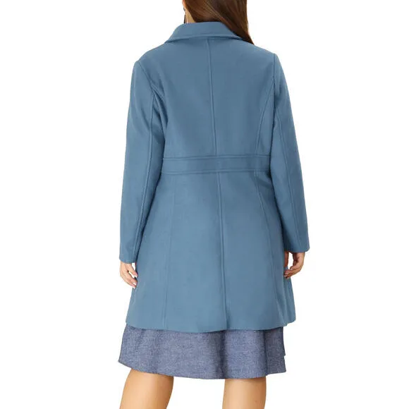 Agnes Orinda Plus Size Peacoat Women Elegant Notched Lapel Blue Size 3X MSRP 147
