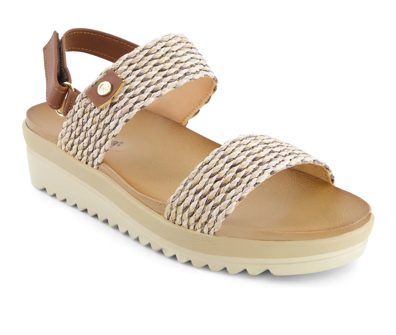 Andrea Women's Flat Sandals With Hook and Loop Sling and serrated sole 65549