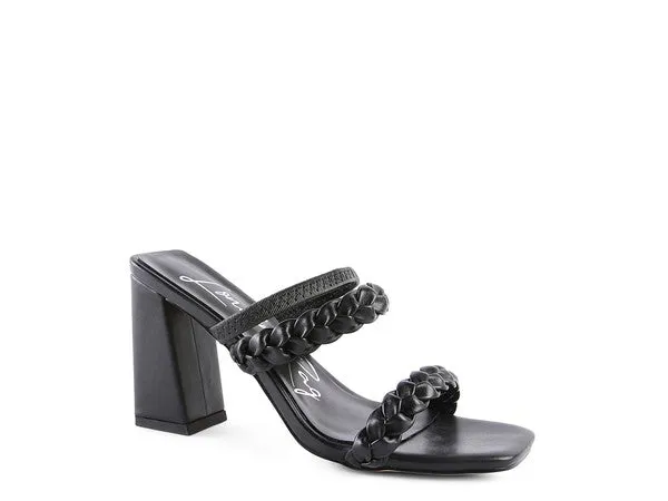 ARNIE Braided Block Heeled Slide on Sandals