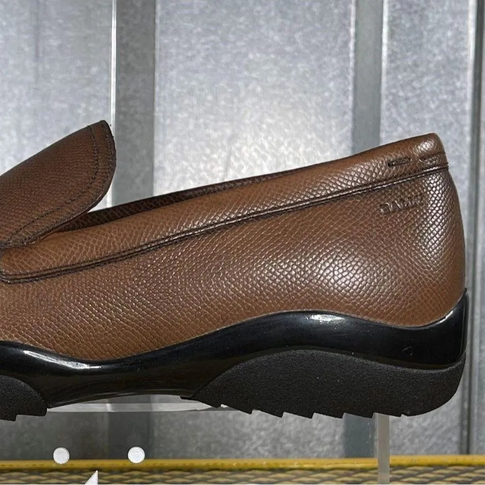 Bally Mils Coffee Leather Loafers w/ Defect