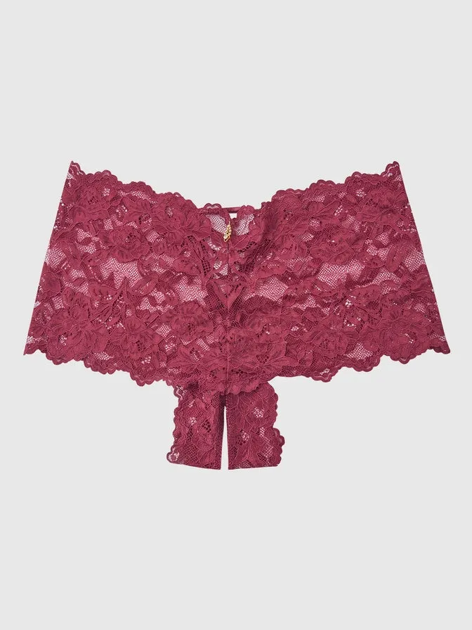 Bella Lace Crotchless Cheeky In Rhododendron - House of Desire