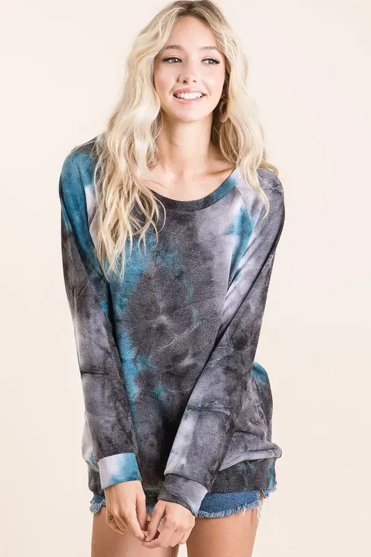 BiBi Tie Dye Sweater Knit Top