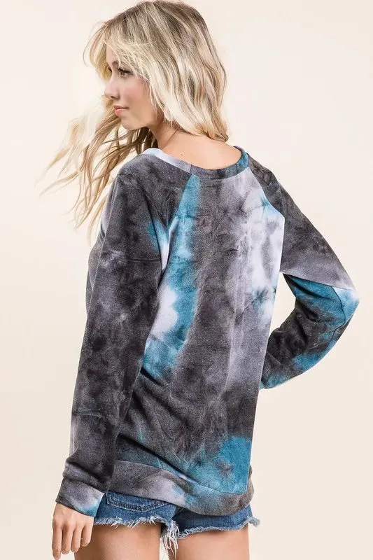 BiBi Tie Dye Sweater Knit Top