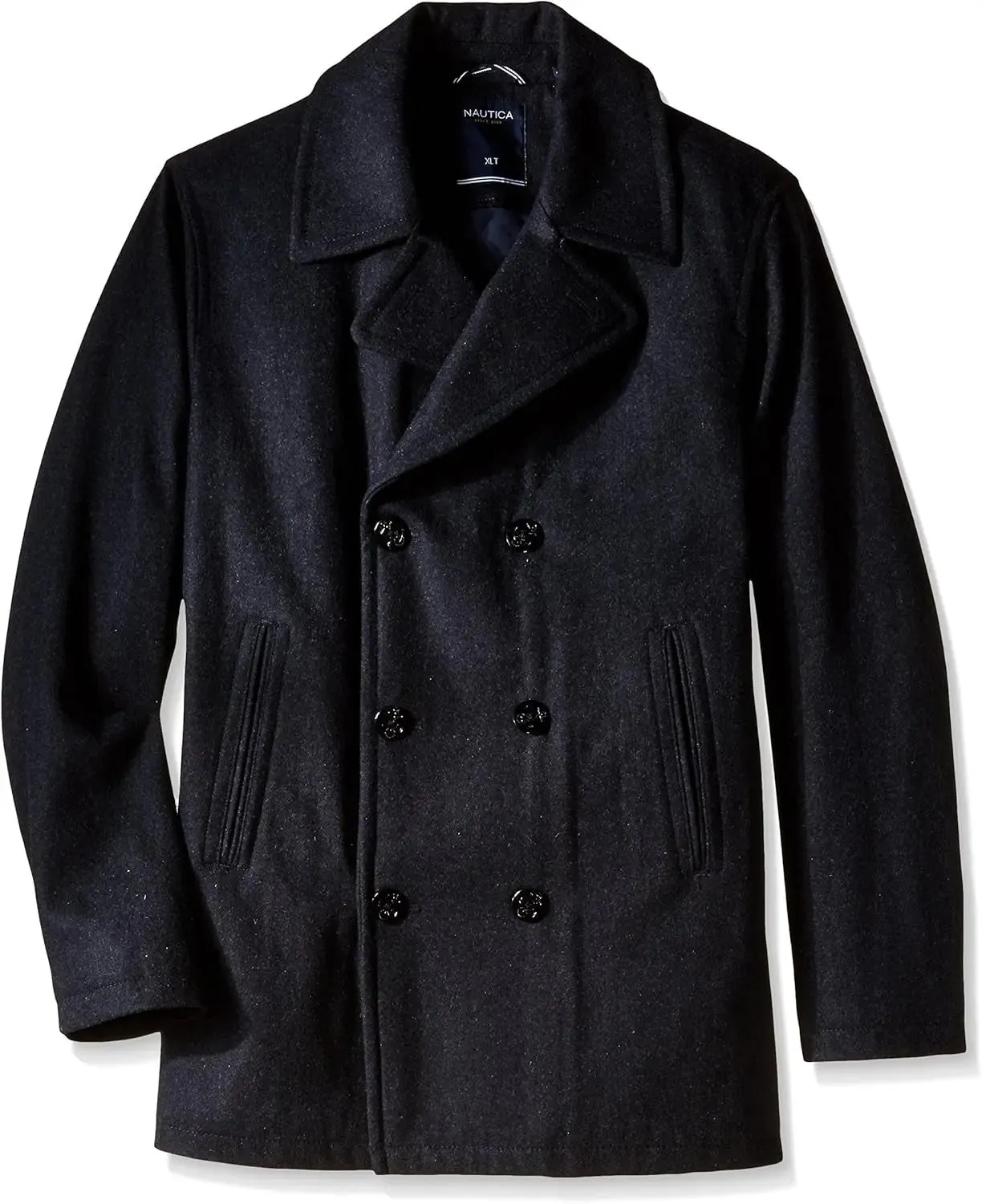 Big and Tall Peacoat with Wool Blend