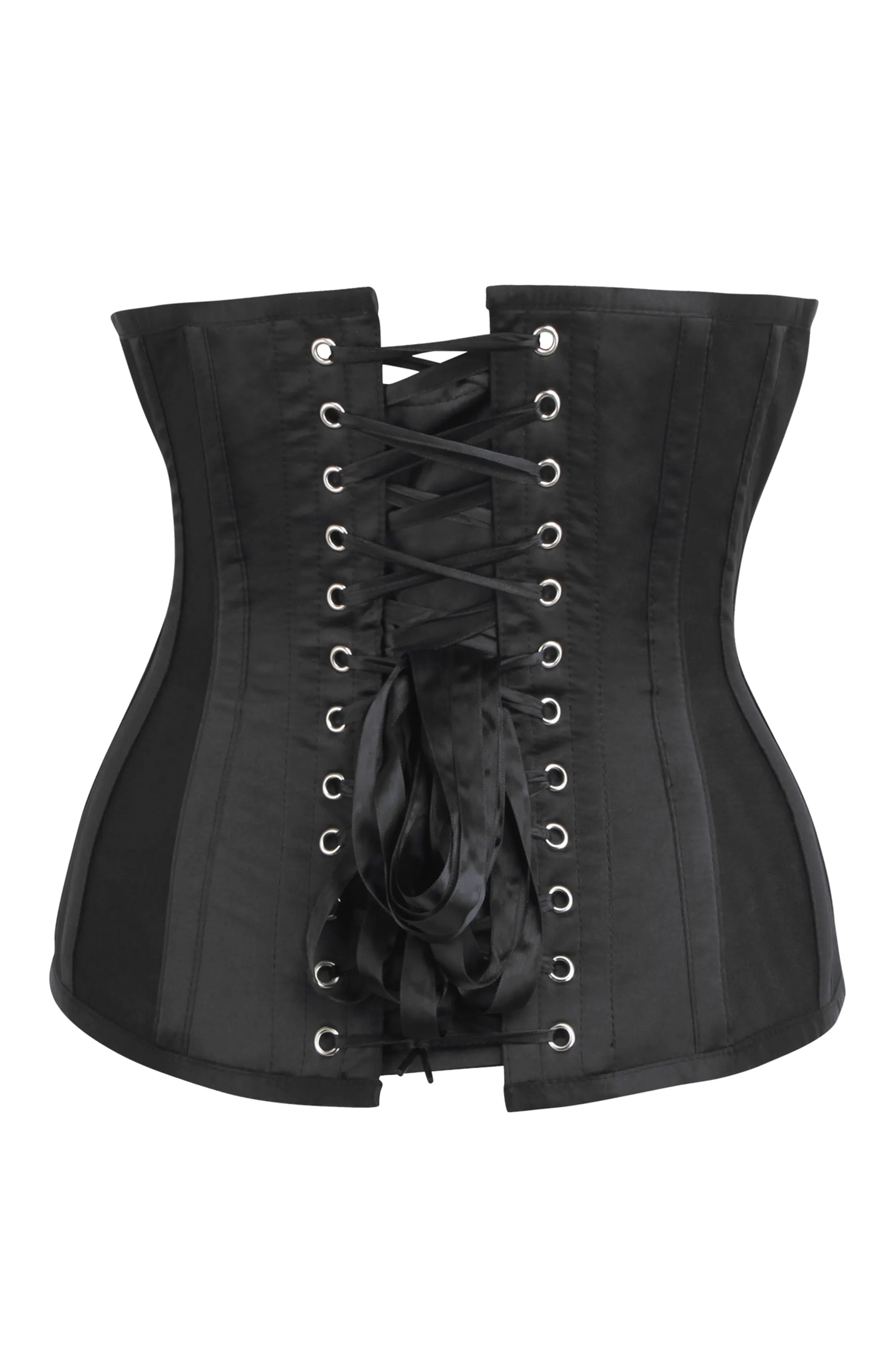 Black and Red Underbust Corset with Mesh Panels and Sequins