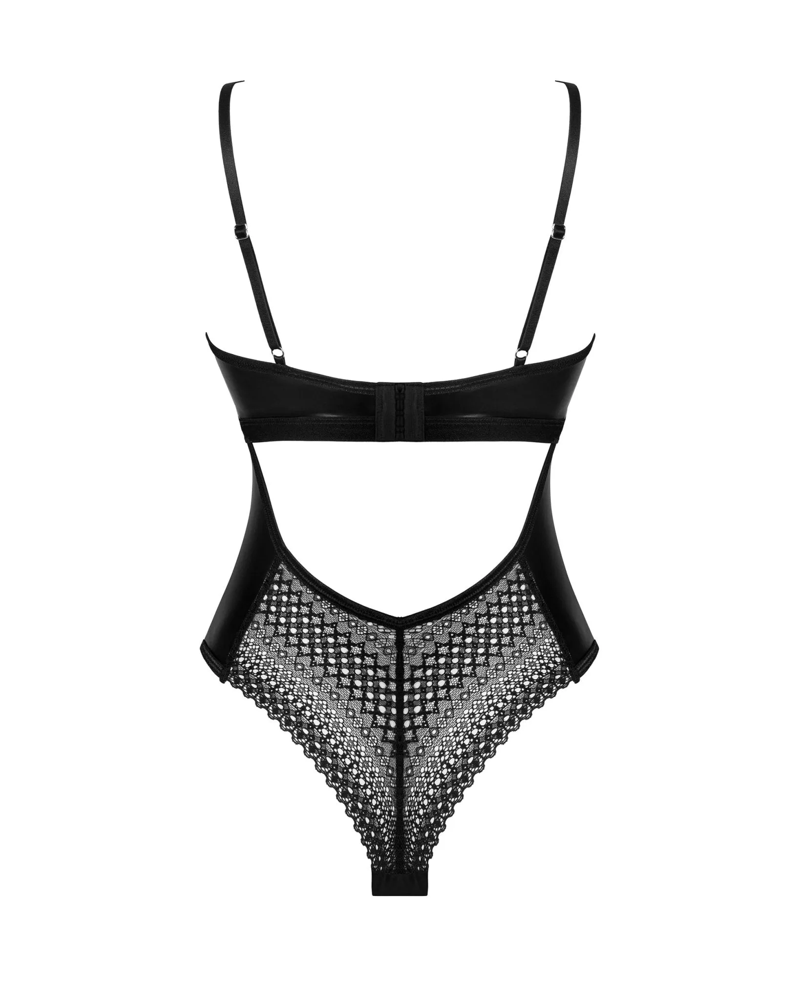 Black Faux Leather Underwire Bodysuit