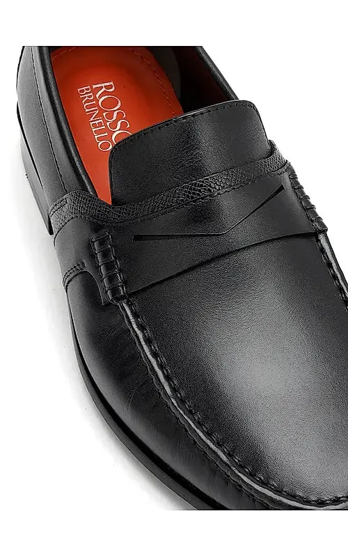 Black Loafers With Panel On Top