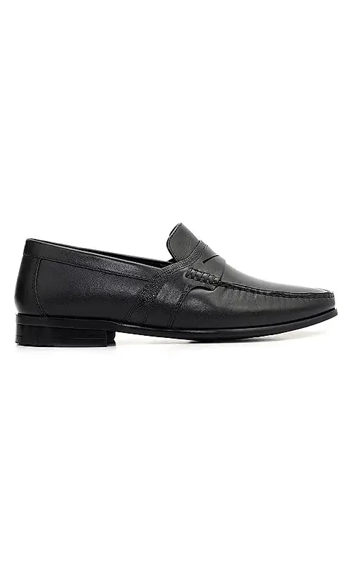 Black Loafers With Panel On Top