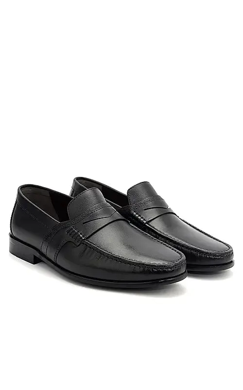 Black Loafers With Panel On Top