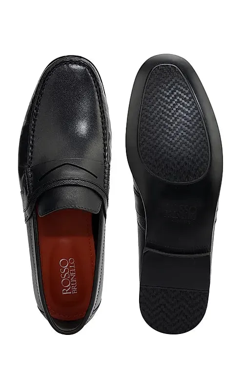 Black Loafers With Panel On Top