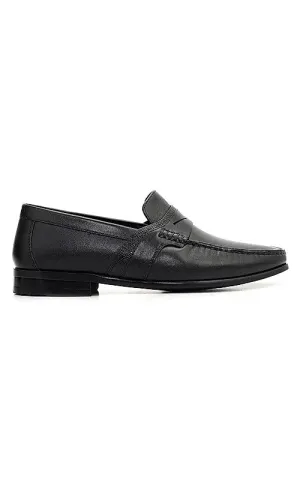 Black Loafers With Panel On Top