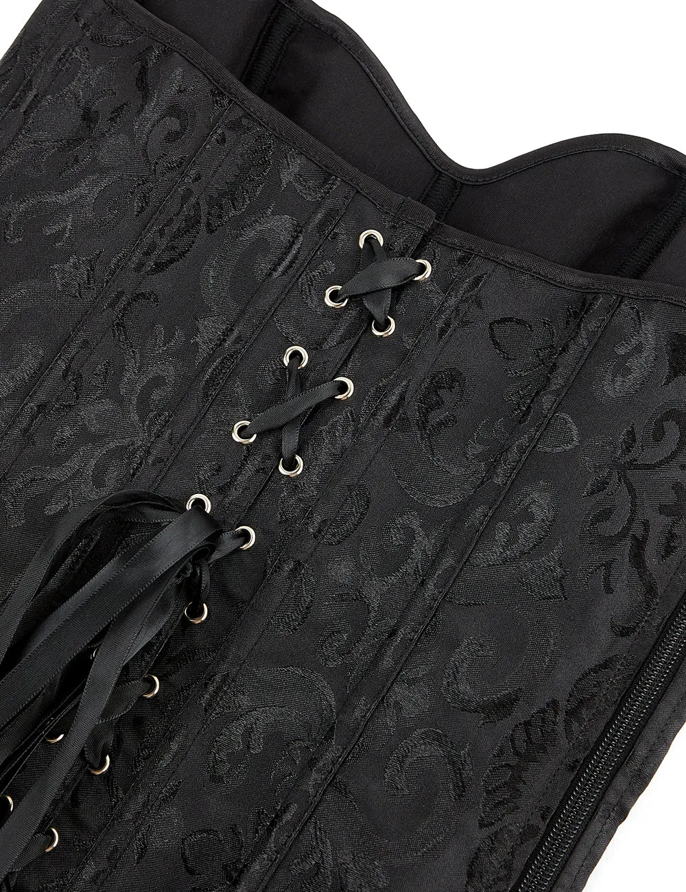 Black off Shoulder 12 Pieces Plastic Bones Corsets With Panties