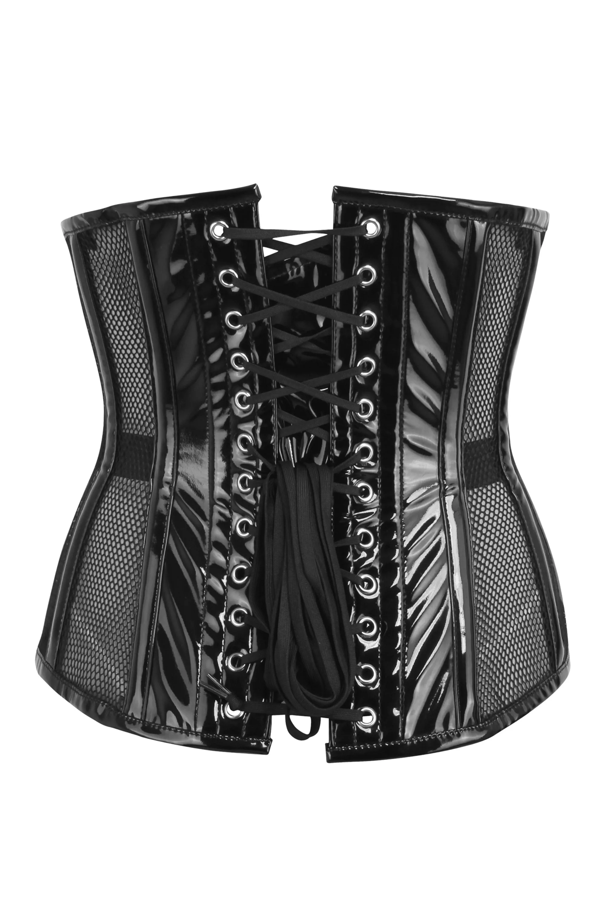 Black PVC Mesh Underbust Corset