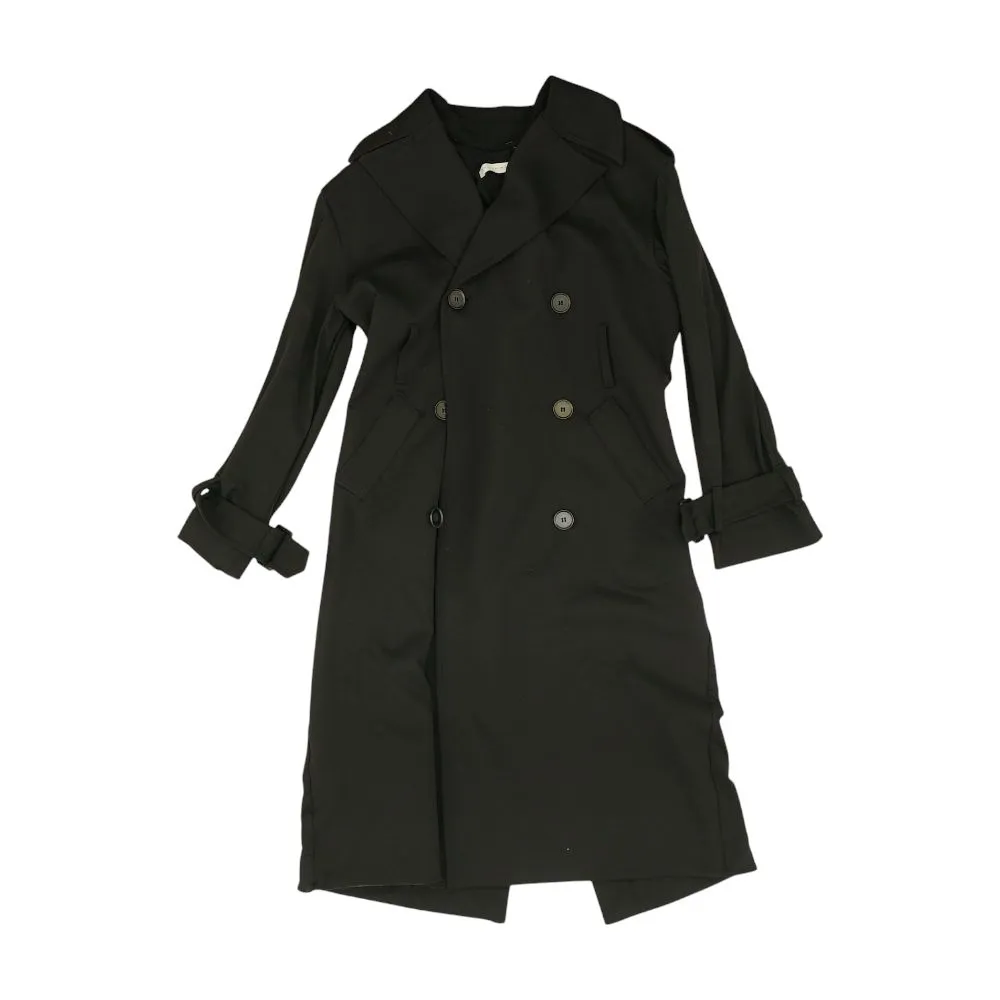 Black Solid Peacoat Coat