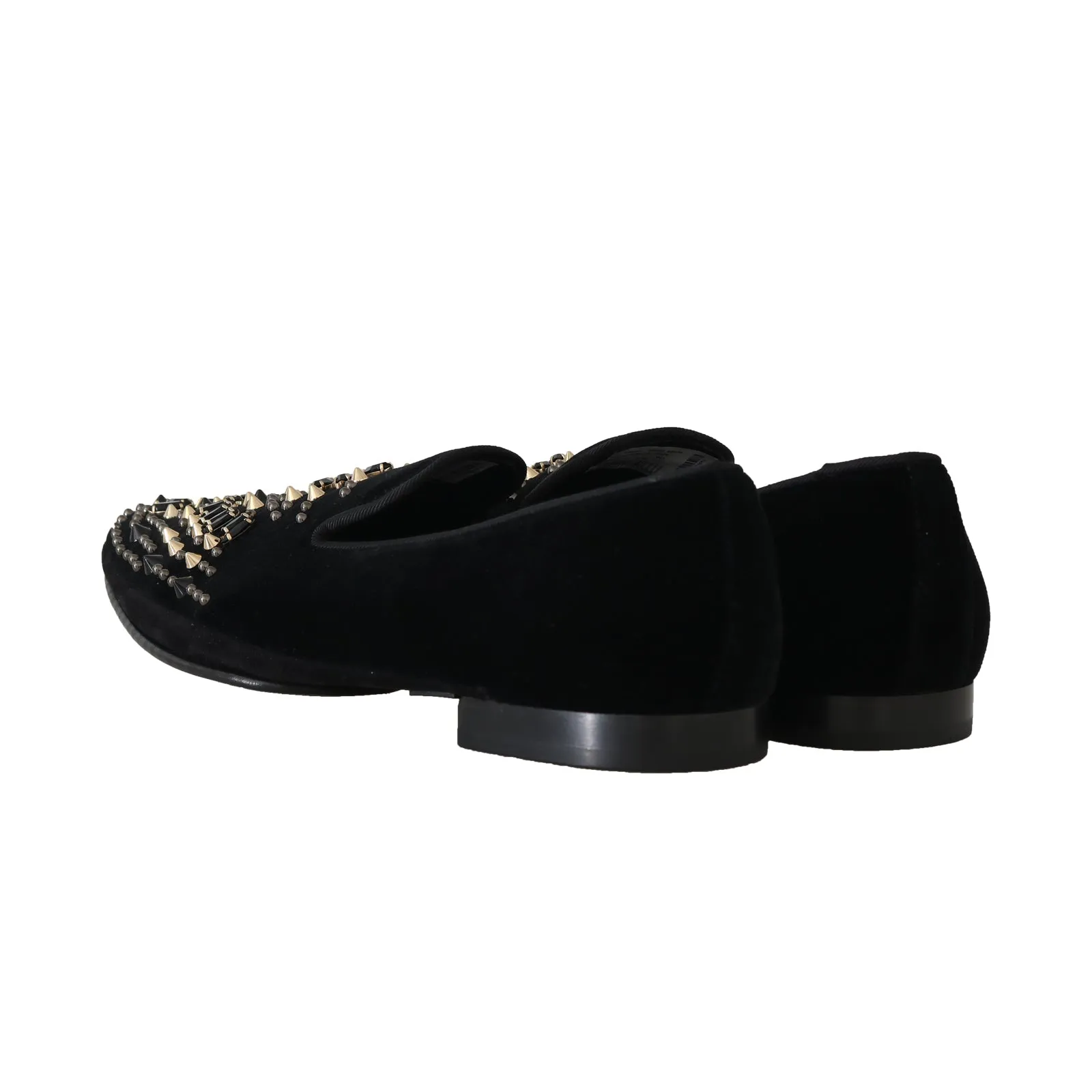 Black Velvet Suede Crystal Loafers