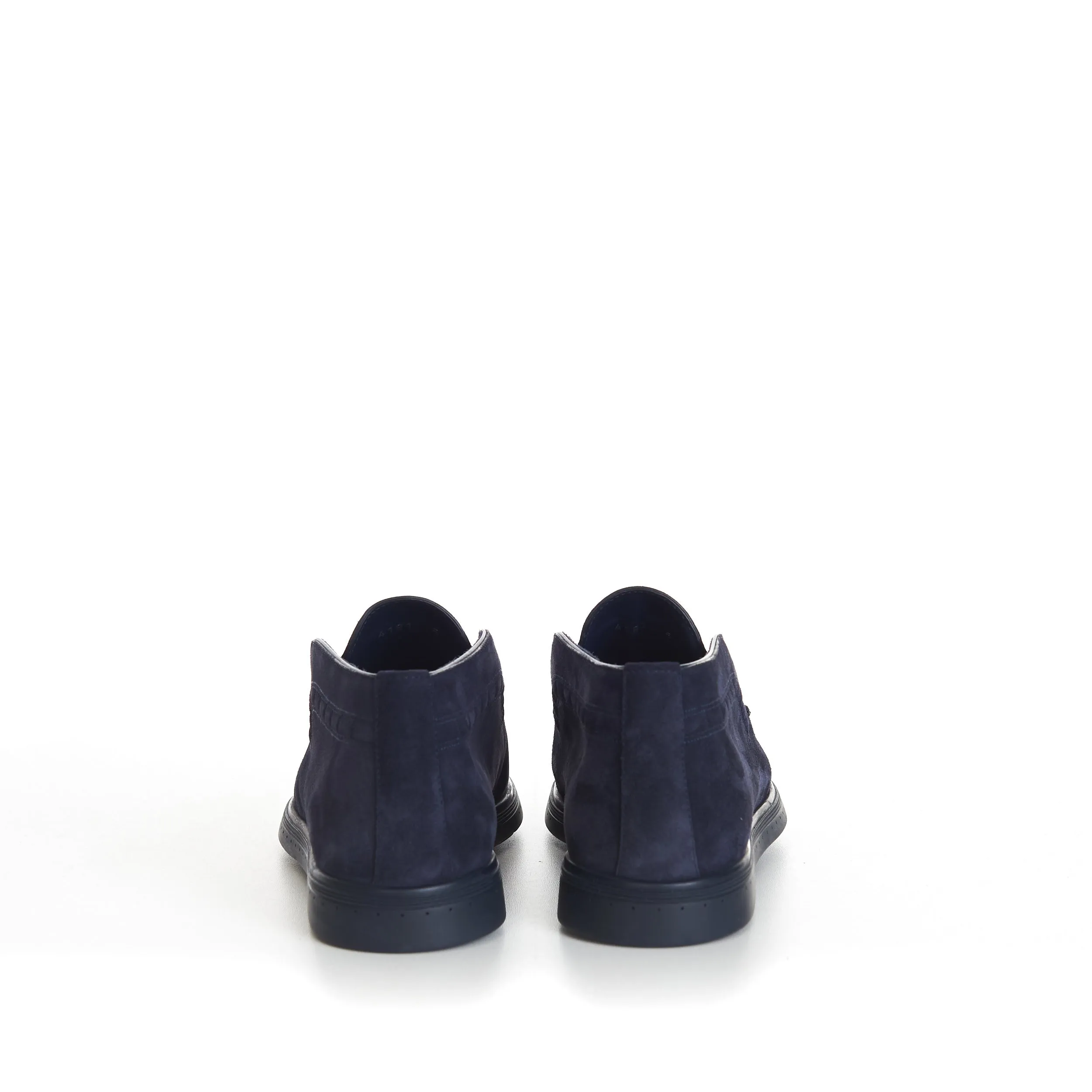 Blue Ankle Suede Loafers With Rubber Soles